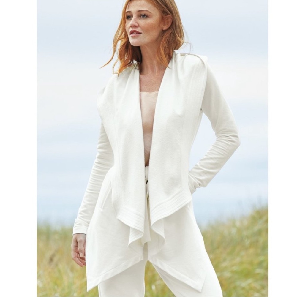 Peruvian Connection Nyota terrycloth waterfall belted cardigan